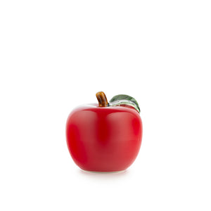 Rødt porselenseple fra Porsgrunds Porselænsfabrik, PP Jul Porselenseple 10cm, elegant julepynt for borddekorasjoner og vinduskarm.