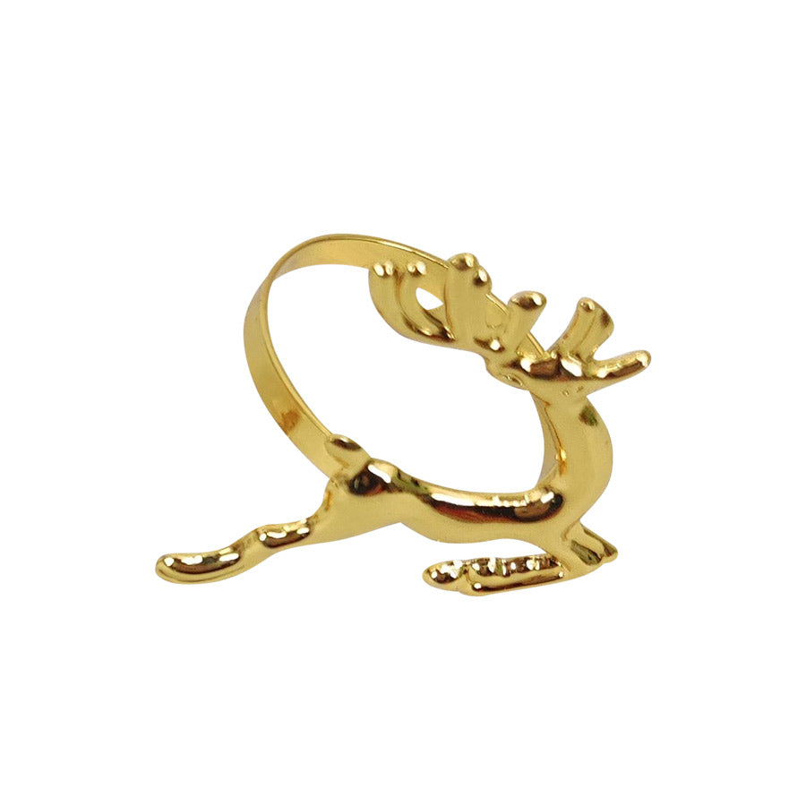 Gull serviettring med reinsdyrmotiv fra Christiania 1739, del av Julekolleksjon 4pk. Elegant design som gir luksuriøs borddekkning.