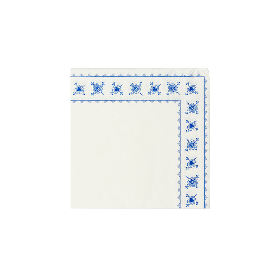 Elegant serviett fra Porsgrunds Porselænsfabrik med Stråmønster, størrelse 33x33 cm, designet i blått og hvitt.