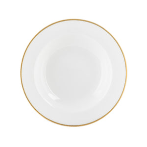 Porsgrund Porselænsfabrik Isabelle Gull Dyp Tallerken 23cm, elegant dyp tallerken i hvitt benporselen med gullkant.