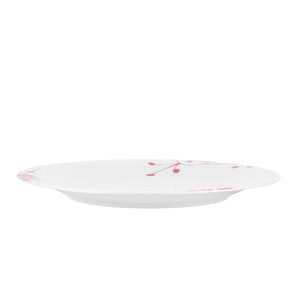 Sidevisning av Porsgrund Porselænsfabrik Maxistrå Tallerken 28 cm Rosa, med elegant design og rosastrå-detaljer.