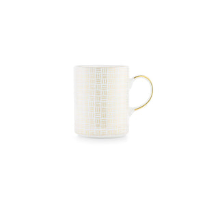 Porsgrund Porselænsfabrik Vivienne Gull Krus 35cl i eksklusivt benporselen med gyllent mønster. Designet kombinerer klassiske og moderne elementer.