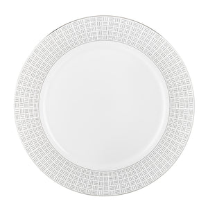 Porsgrund Porselænsfabrik Vivienne Platinum Tallerken 28cm med elegant platinadekor, sett ovenfra, ideell for festlige anledninger.