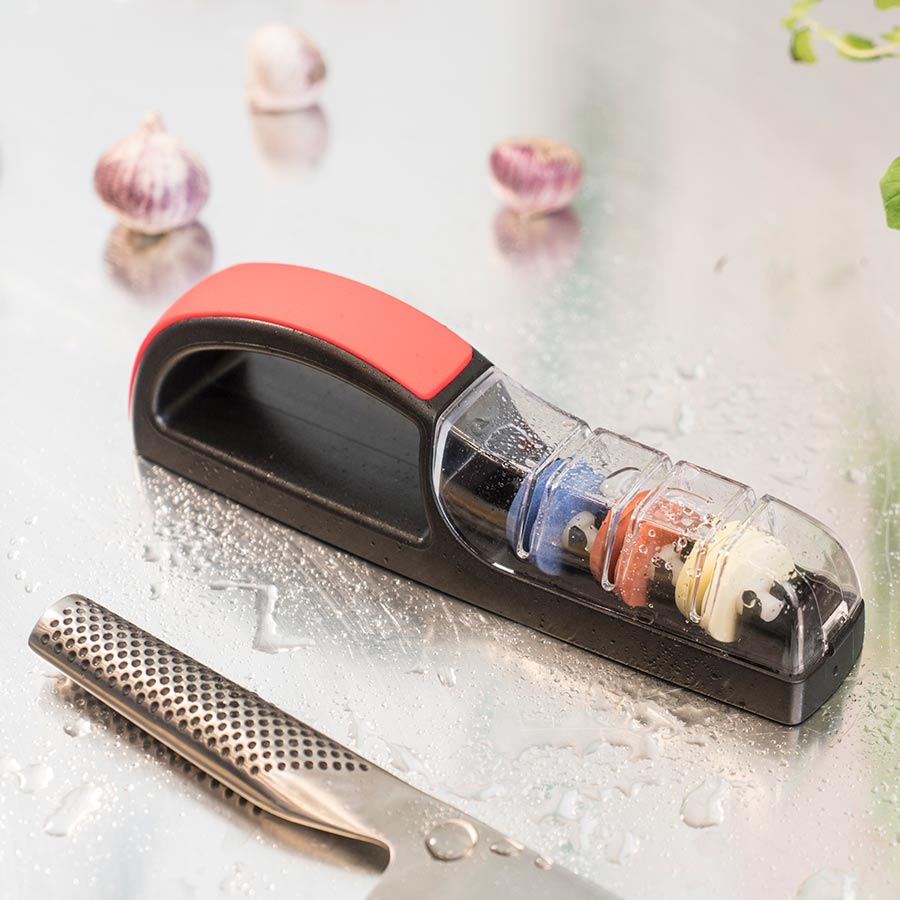 Global MinoSharp Knivsliper med 3 Hjul Rød/Svart