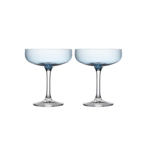 Hadeland Glassverk Odyssé Cavaskål Blå 25cl 2pk - to elegante blå glass på stilk, ideelle for servering av cocktails eller desserter.