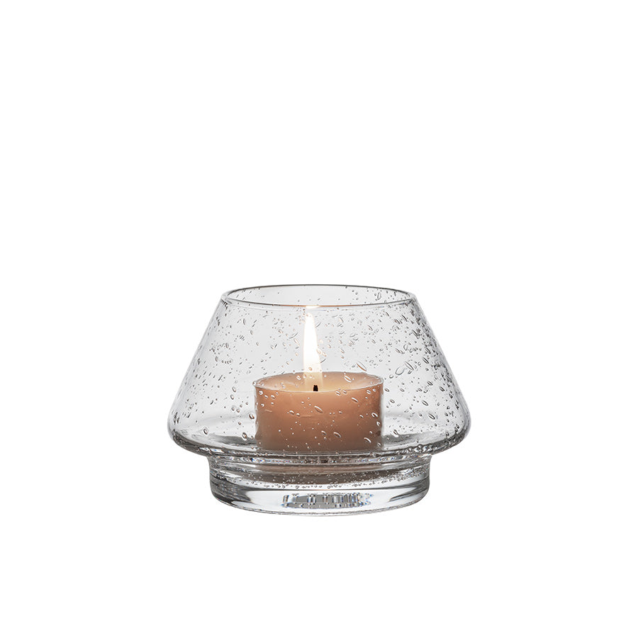 Hadeland Glassverk Gran Lyslykt Klar m/Bobler 2pk, enkel lyslykt med en tenning, fremhever glitrende lysspill med bobleeffekter.