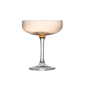 Hadeland Glassverk Odyssé Cavaskål Orange 25cl, elegant champagneglass med klar fot, perfekt for servering av drinker.