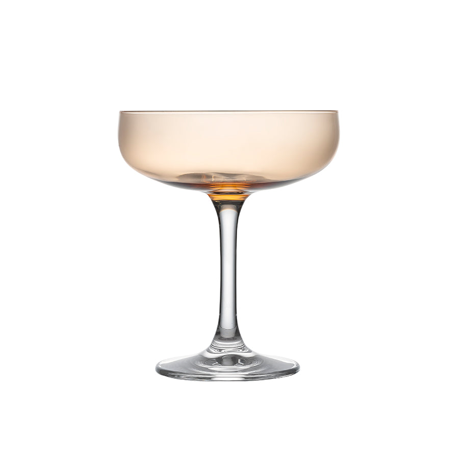 Hadeland Glassverk Odyssé Cavaskål Orange 25cl, elegant champagneglass med klar fot, perfekt for servering av drinker.