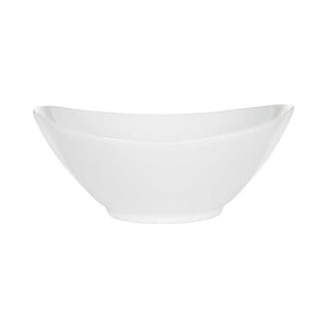 Porsgrunds Porselænsfabrik oval salatbolle i hvitt porselen, 27 cm, perfekt for servering av salater og tilbehør.