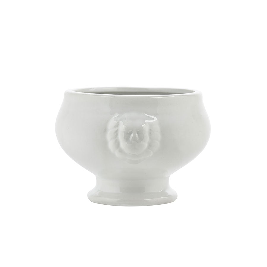 Porsgrunds Porselænsfabrik Ildfast Løve Bolle Hvit 40cl med klassisk løvehode-design, perfekt for supper og porsjonsretter.