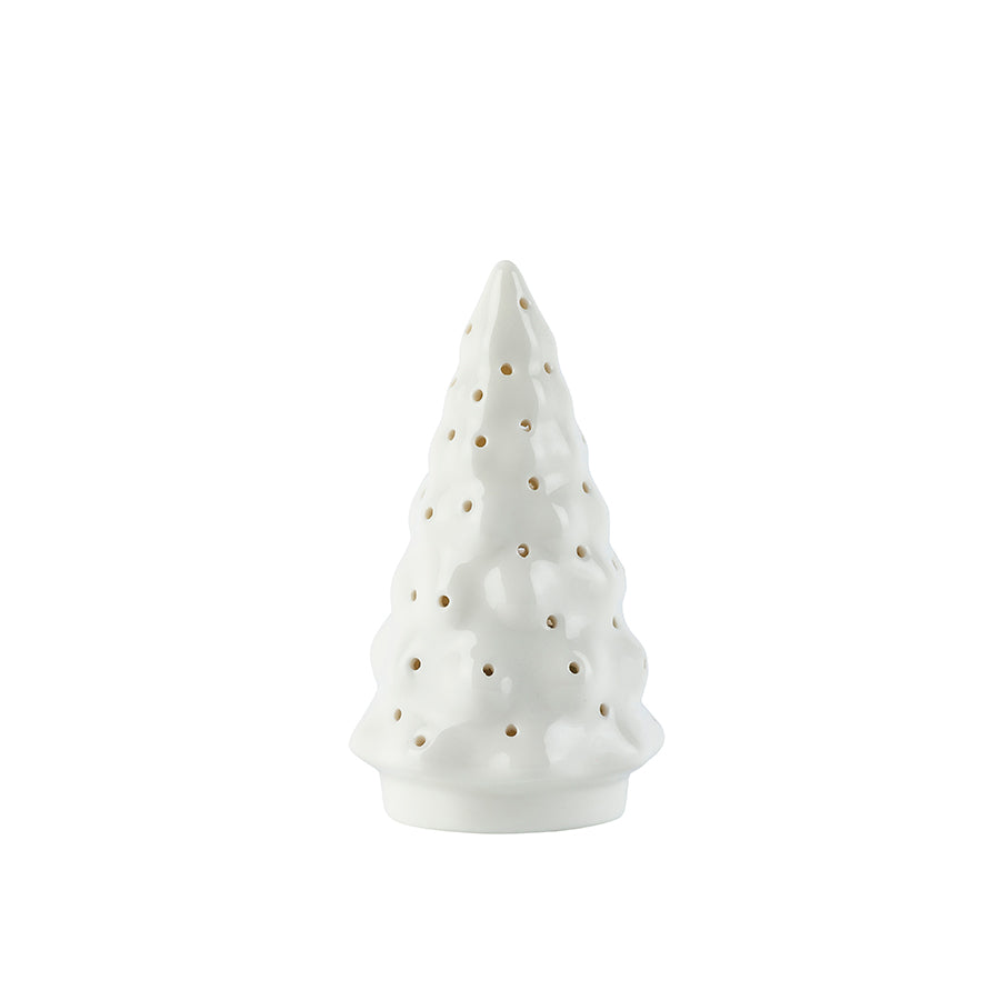 Porsgrunds Porselænsfabrik Jul på Tunet Juletre Telysholder 11 cm, elegant hvit porselens telysholder formet som et juletre.