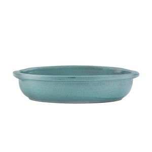 Porsgrunds Porselænsfabrik Terra Oval Form 30cm Verde – elegant oval form i terrakotta med sjøgrønn reaktiv glasur, tåler opptil 260°C.