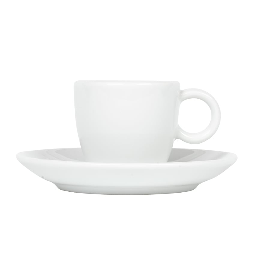 Porsgrunds Porselænsfabrik Roma Hvitt Skål til Cappuccinokopp, elegant hvit kopp med underlag, perfekt for servering av cappuccino.