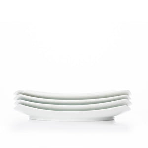 Porsgrunds Porselænsfabrik Sense Firkantet Tallerken 21cm 4pk - fire hvite tallerkener stablet elegant.