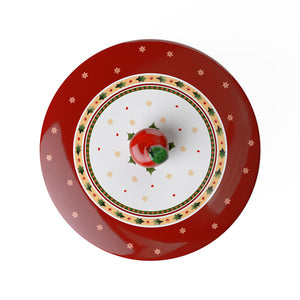 Toppvyn av Villeroy & Boch kakeboks, med epleformet håndtak og dekorative stjerner, perfekt til juleoppbevaring.