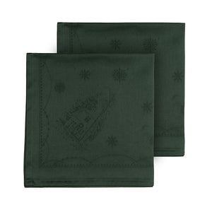 Wik & Walsøe Julemorgen damask servietter i dyp grønn nyanse, pakket i en 2pk, passende til elegant borddekking til jul.