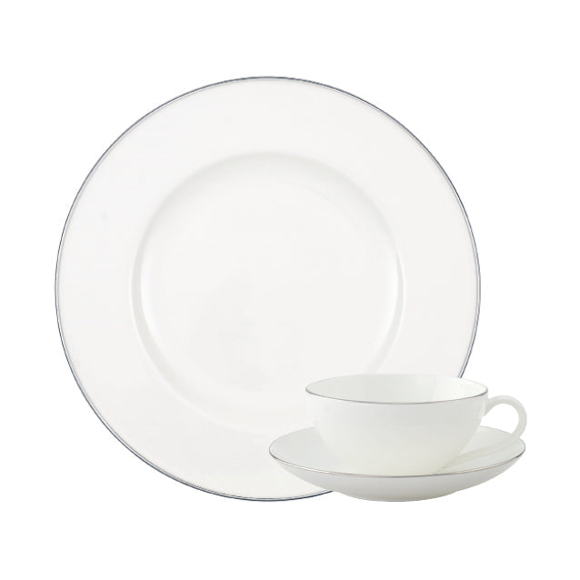 Villeroy & Boch Anmut Platinum tallerken og krus med platinakant, elegant og stilfullt bordservice, perfekt for enhver anledning.
