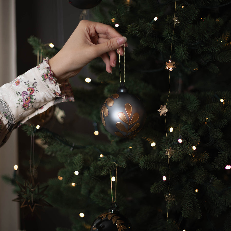 Julekuler Glass Grå Mix 3pk