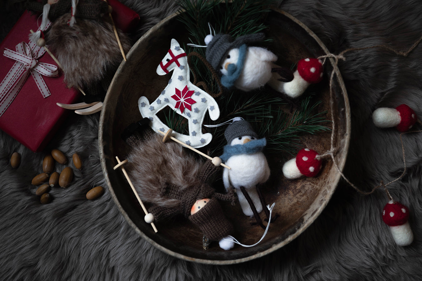 Julepynt Hest Tovet Ull 11,5cm 2pk