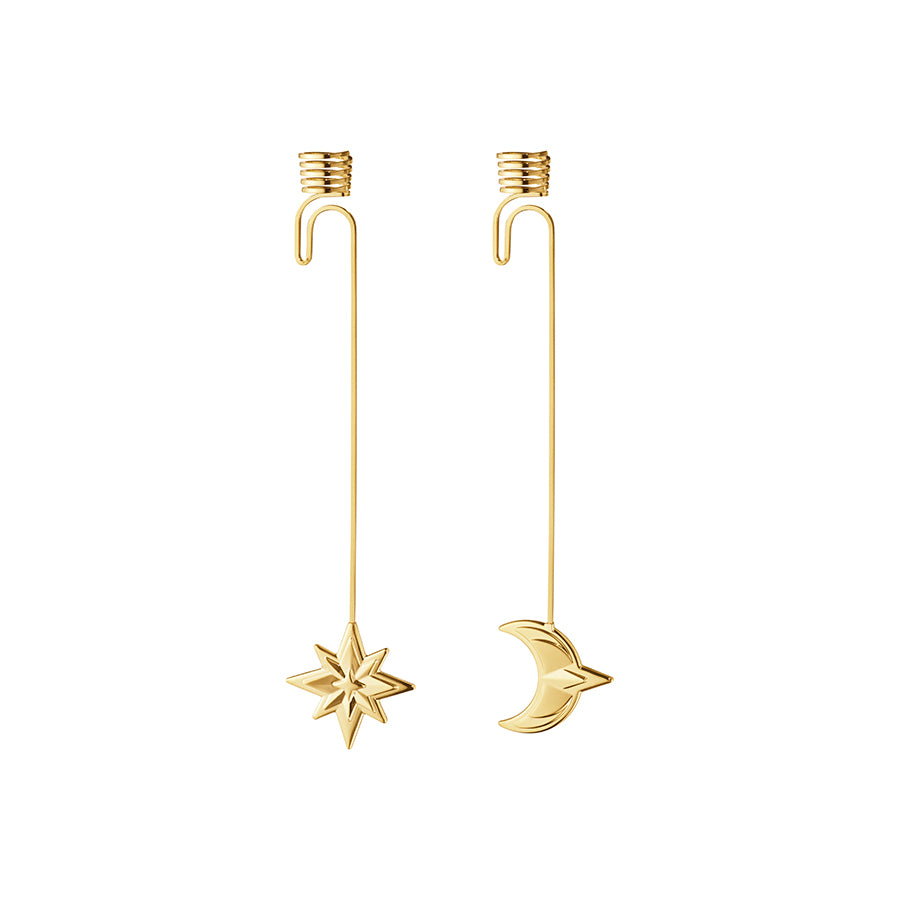 Georg Jensen Julepynt 2024 Lysholder Sett Måne & Stjerne 18kt Forgylt