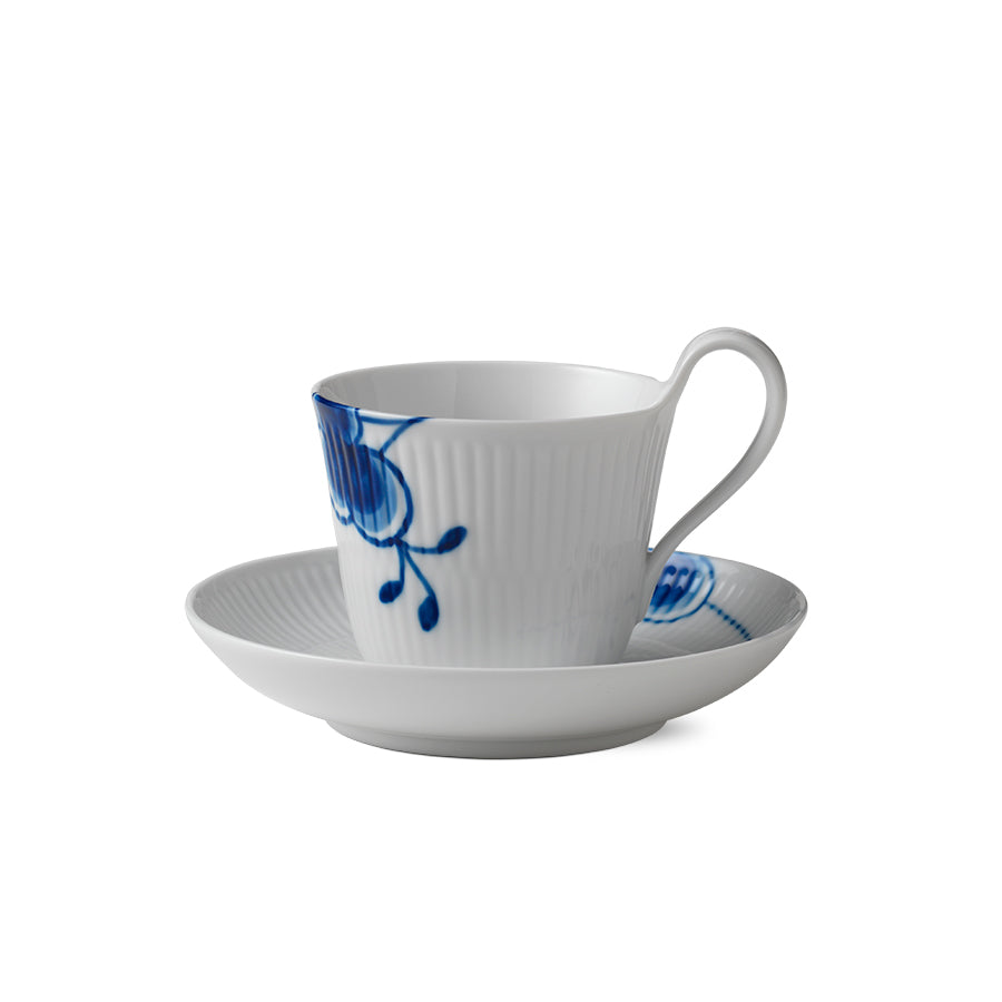 Royal Copenhagen Blå Mega Riflet Kopp 25cl m/Skål Høy