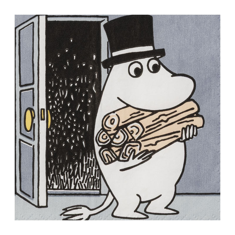 MOOMIN ARABIA – Moomin Arabia Mummi Servietter 33x33cm Mummipappa, bilde av Mummipappa med avis ved vindu