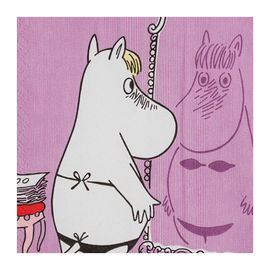 MOOMIN ARABIA Mummi Arabia Mummi Servietter 33x33cm Snorkfrøken – Mummi-illustrasjon av Snorkfrøken med høy krage og uttrykksfull Mummi-stemning i rosa toner