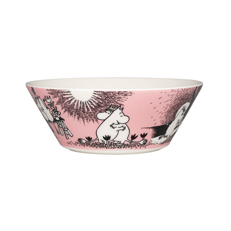 Mummi Bolle i rosa med Mummitrollet og Snorkfrøken, perfekt til frokost og dessert, 15 cm størrelse.