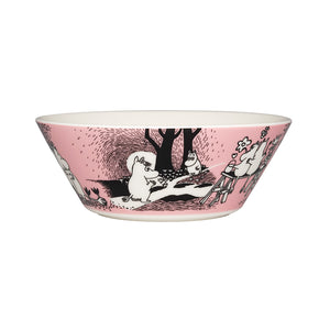 Mummi Bolle i rosa med Mummitrollet og Snorkfrøken, dekorativt design egnet for småretter og snacks.