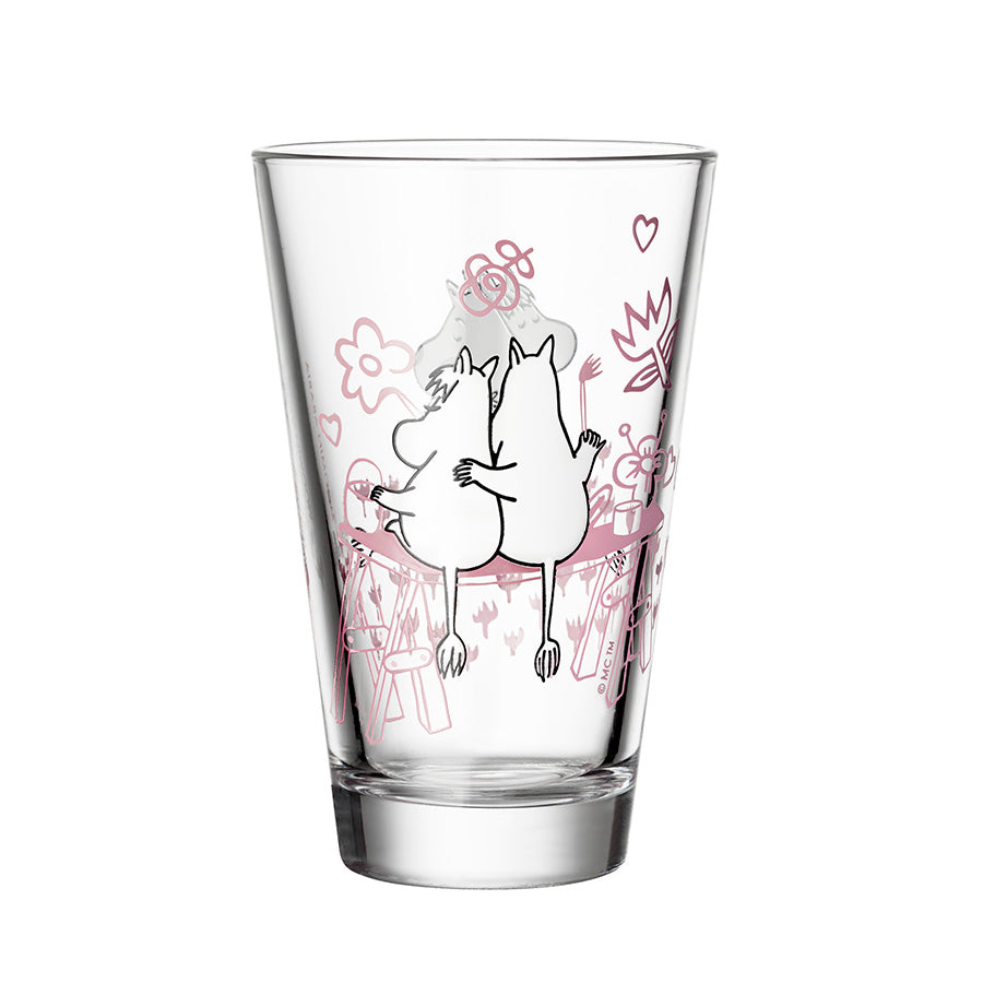 Moomin Arabia Mummi Glass 30cl 2pk Kjærlighet 30 år - Glass med Mummi og venn, dekorative og funksjonelle til servering av drikke.