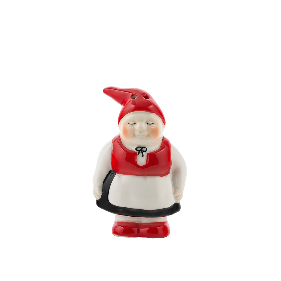 Nissemor salt- og pepperbøsse fra Porsgrunds Porselænsfabrik, del av Nisseservise Mor/Far 2pk 8cm, elegant porselensdesign som tilfører julekos til borddekkingen.