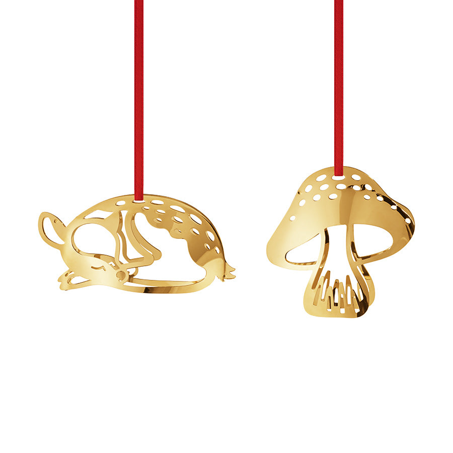Georg Jensen Julepynt 2023 Dådyr og Sopp 18kt Gullbelagt