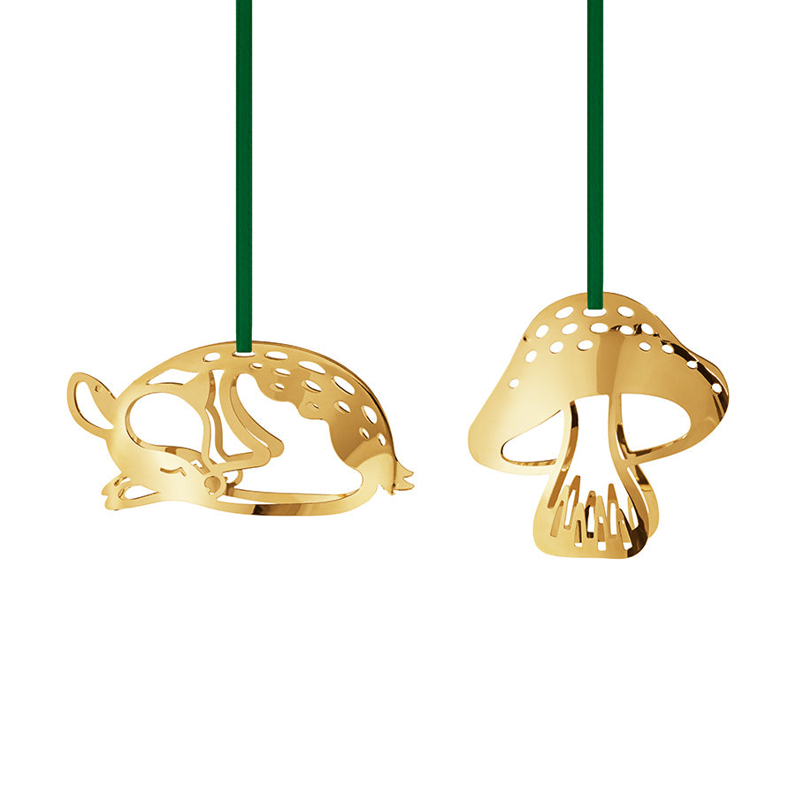 Georg Jensen Julepynt 2023 Dådyr og Sopp 18kt Gullbelagt