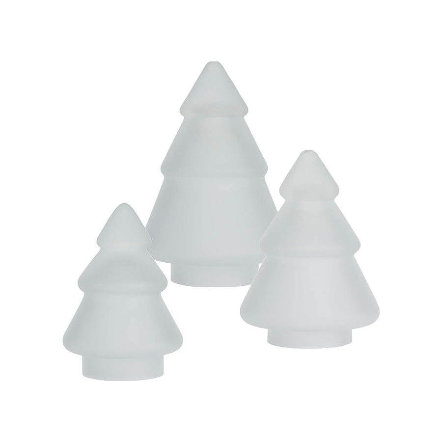 Hadeland Glassverk Gran Black Week Pakke Hvit Frostet - Tre frostede grantrær i hvitt glass, stilren juledekorasjon.