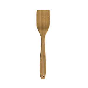 Bambus stekespade med bred, flat kant, perfekt for snu og løfte mat, 33 cm lang, ideell for kjøkkenbruk.