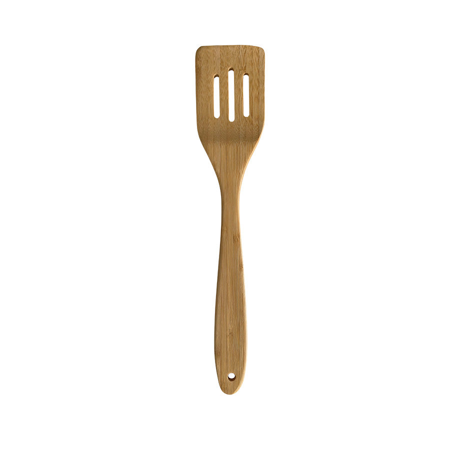 Bambus stekespade med riller, perfekt til matlaging, 33 cm lang, ideell for løfting og drenering av fett.