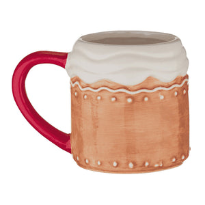 Christiania 1739 julekrus med rød hank, vist fra siden, designet som et pepperkakehus, 400ml volum.