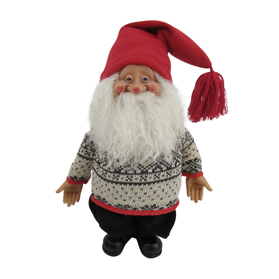 Christiania 1739 Julekolleksjon Nissefar 20cm - Klassisk nissefigur med lang rød lue og strikkegenser, perfekt for julepynt.