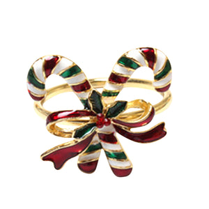 Christiania 1739 Julekolleksjon Serviettring Sukkertøy med fargerikt sukkertøymotiv, designet som candy cane med rødt, grønt og hvitt. Perfekt for å skape festlig julestemning.