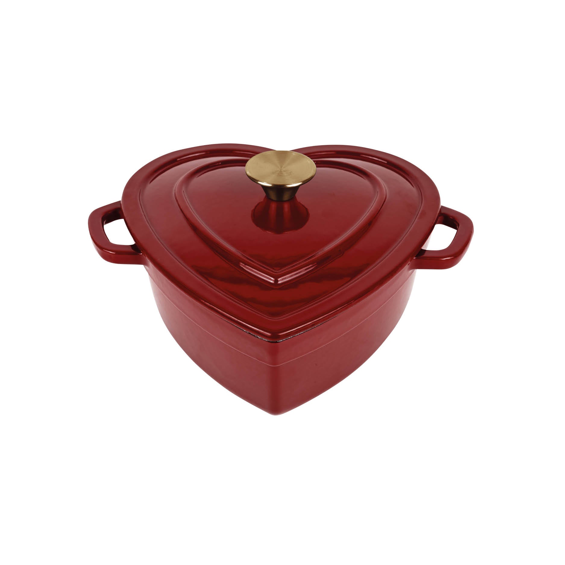 Christiania 1739 Julekolleksjon Støpejerngryte Hjerte 2.8l Rød med lokk i stål, perfekt for servering og matlaging.
