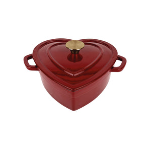 Christiania 1739 Julekolleksjon Støpejerngryte Hjerte 2.8l Rød med lokk i stål, perfekt for servering og matlaging.