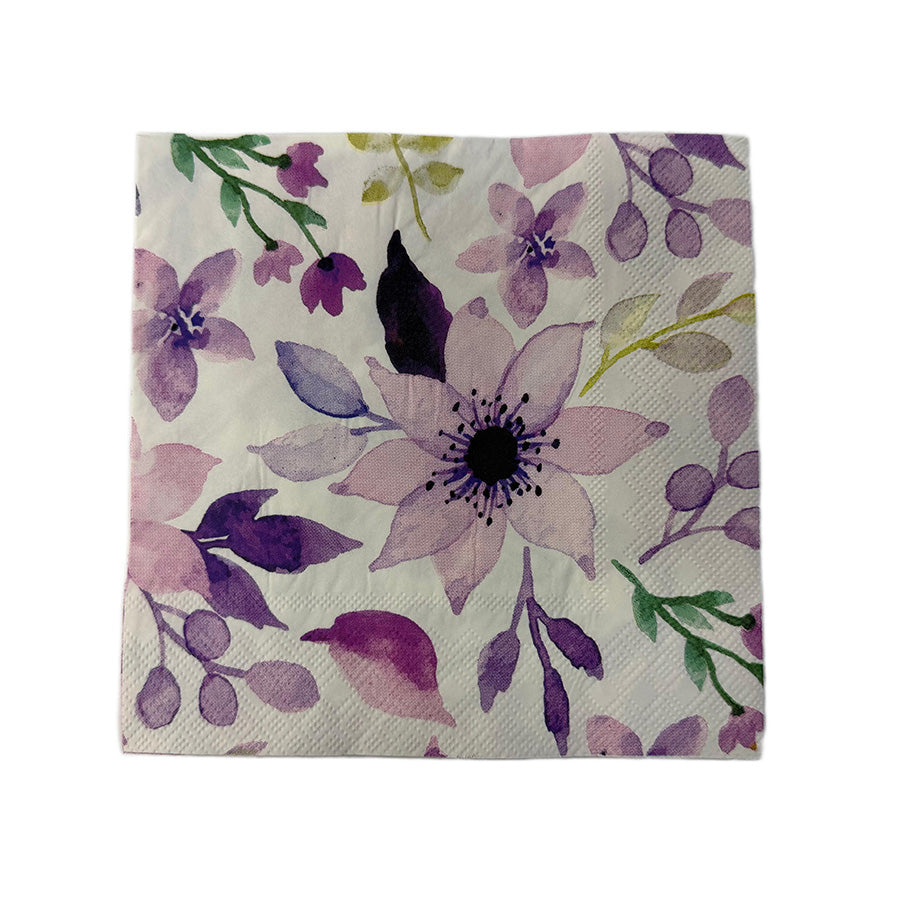 Christiania Glasmagasin Collection Servietter 33x33cm Blomsterprint Lillatoner - Servietter med elegant blomsterdesign i nyanser av lilla, perfekt for borddekking.