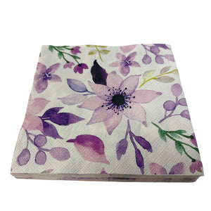 Christiania Glasmagasin Collection Servietter 33x33cm Blomsterprint Lillatoner - Servietter i 33x33 cm størrelse, dekorative med florale motiver, perfekt valg for stilige anledninger.
