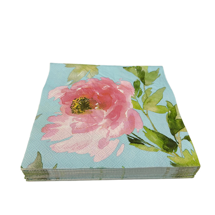 20 Christiania Glasmagasin servietter 33x33 cm med blomsterprint Pion, ideelt til festlige anledninger og hverdagsbruk.