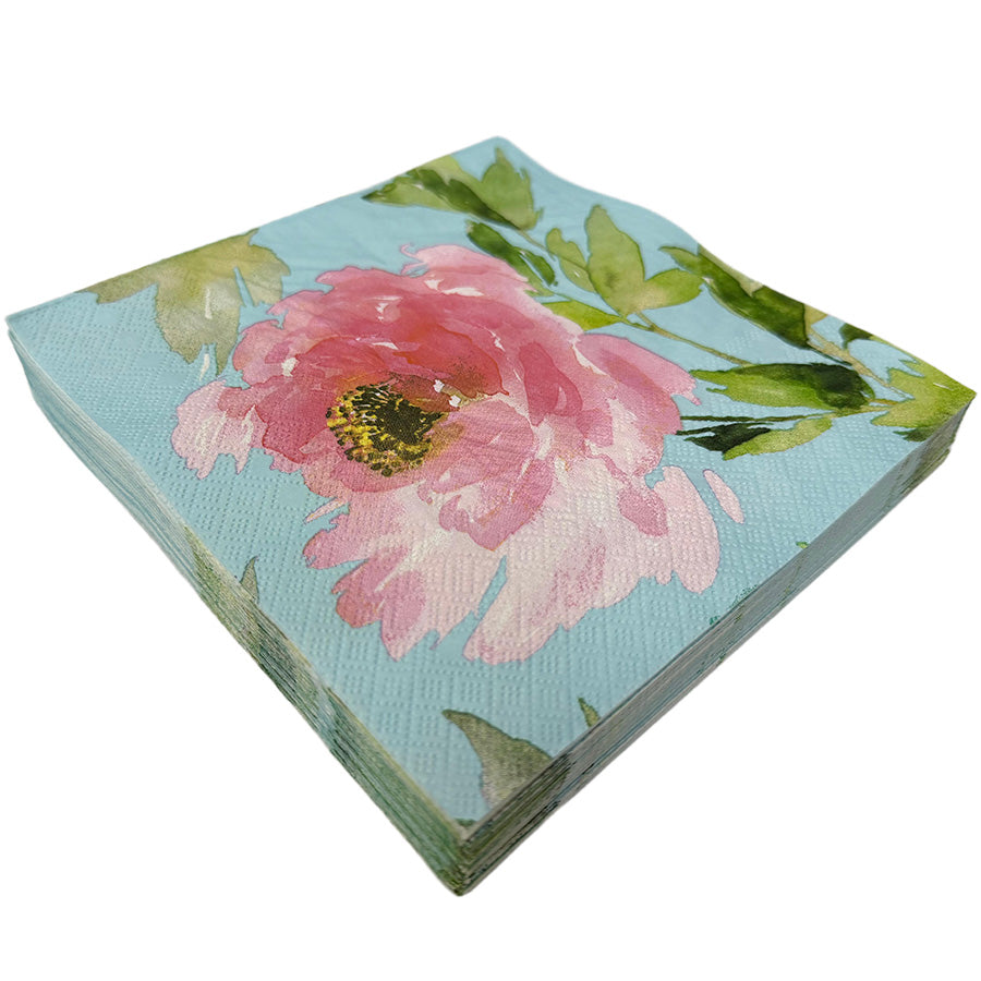Elegant Christiania Glasmagasin servietter 33x33 cm med pionmotiver, gir en delikat og innbydende stemning til borddekkingen.