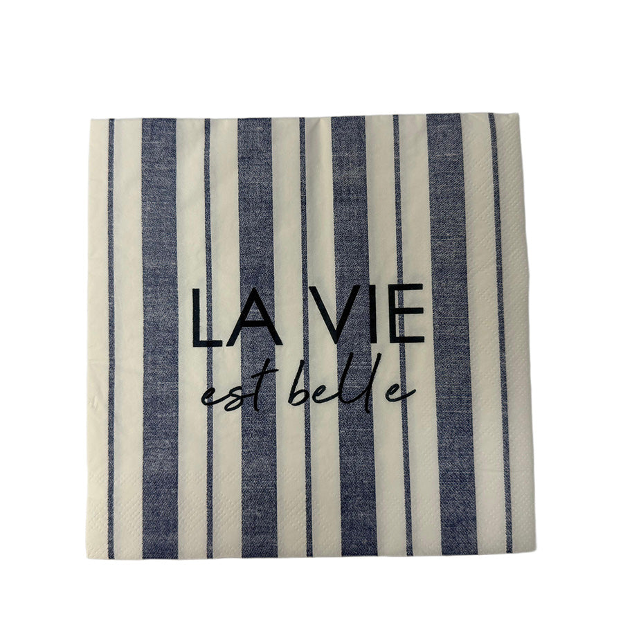 Christiania Glasmagasin Collection Servietter 33x33cm La Vie Est Belle - Elegant design med klassiske striper, perfekt for borddekkingen.