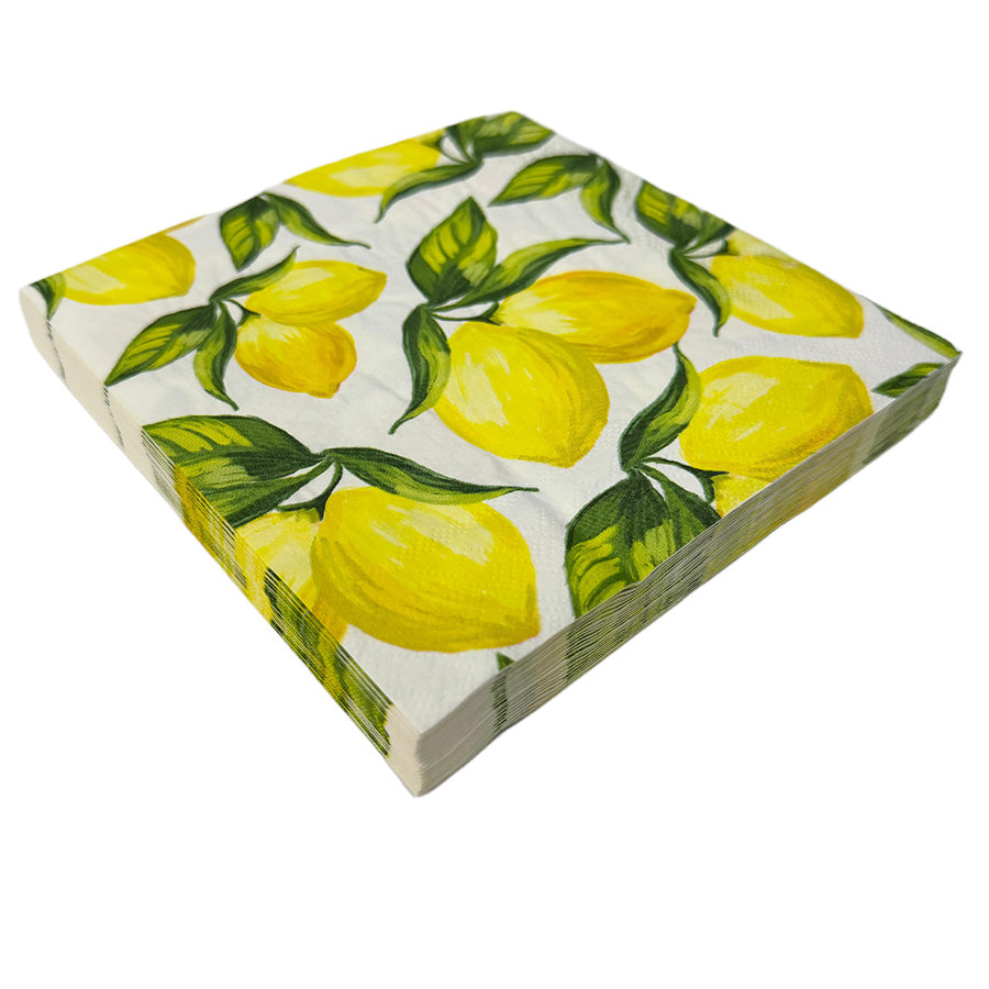 Christiania Glasmagasin Collection Servietter 33x33cm Sitron, viser servietter med sitroner i fargerik design, ideelle for festlige anledninger.