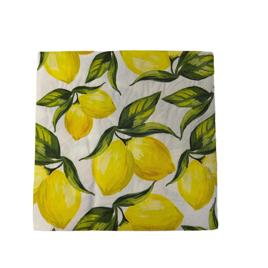 Christiania Glasmagasin Collection Servietter 33x33cm Sitron med friskt sitronmotiv, perfekt til borddekkingen.