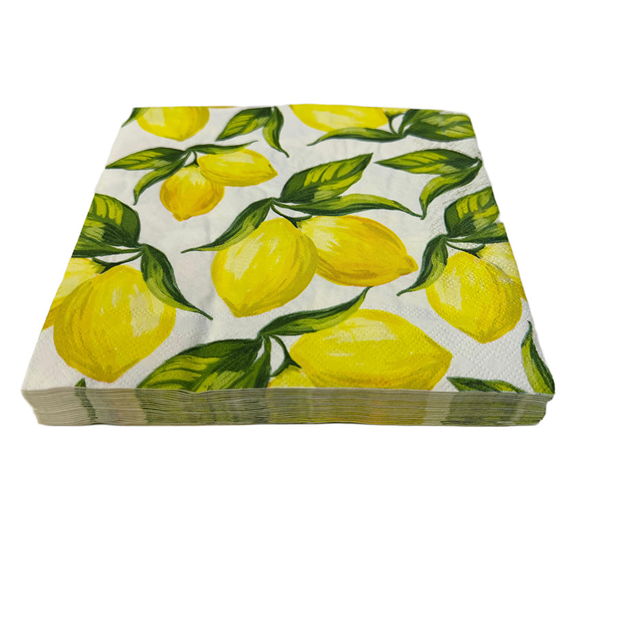 Christiania Glasmagasin Collection Servietter 33x33cm Sitron, siden av serviettene med sitronmotivet som gir en sommerlig atmosfære.