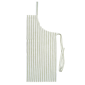 Christiania Glasmagasin Forkle 75x85cm Striper Lys Grønn/Hvit, 100% bomull, med justerbart knytebånd og stripemønster, ideelt for kjøkken- og matlaging.